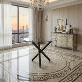 36" Inches Luna Round Glass Top with Sturdy Black Legs