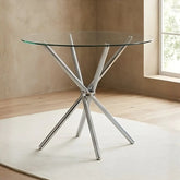 36 inches Bella Round Glass Top Dining Table with Chrome Legs