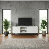 Aven TV Console | Modern Matte White Media Unit with Storage
