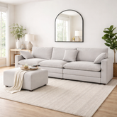 Bianca White Chenille Ottoman Sofa