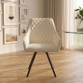 Emily Ivory Dining Chair with Black Metal Legs