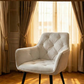 Emily Ivory Dining Chair Soft Tufted Seating