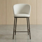 Hannah Bar Stool | Beige Chenille & Matte Black Steel