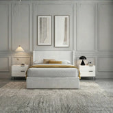 Jasper Lift-Up Storage Boucle Bed – White