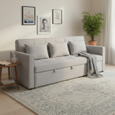 Raya Gray Velvet Queen Sofa Bed | Dual Pull-Out Sleeper Couch