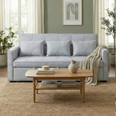 Raya Gray Velvet Queen Sofa Bed | Dual Pull-Out Sleeper Couch
