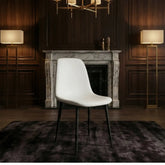 Velets Set of 4 Sera Upholstered Side Chair - Faux Leather - White - Black Leg