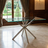 Stella Rectangular Glass Top Dining Table with Chrome Legs