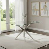 Stella Rectangular Glass Top Dining Table with Chrome Legs