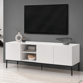 Aven TV Console | Modern Matte White Media Unit with Storage