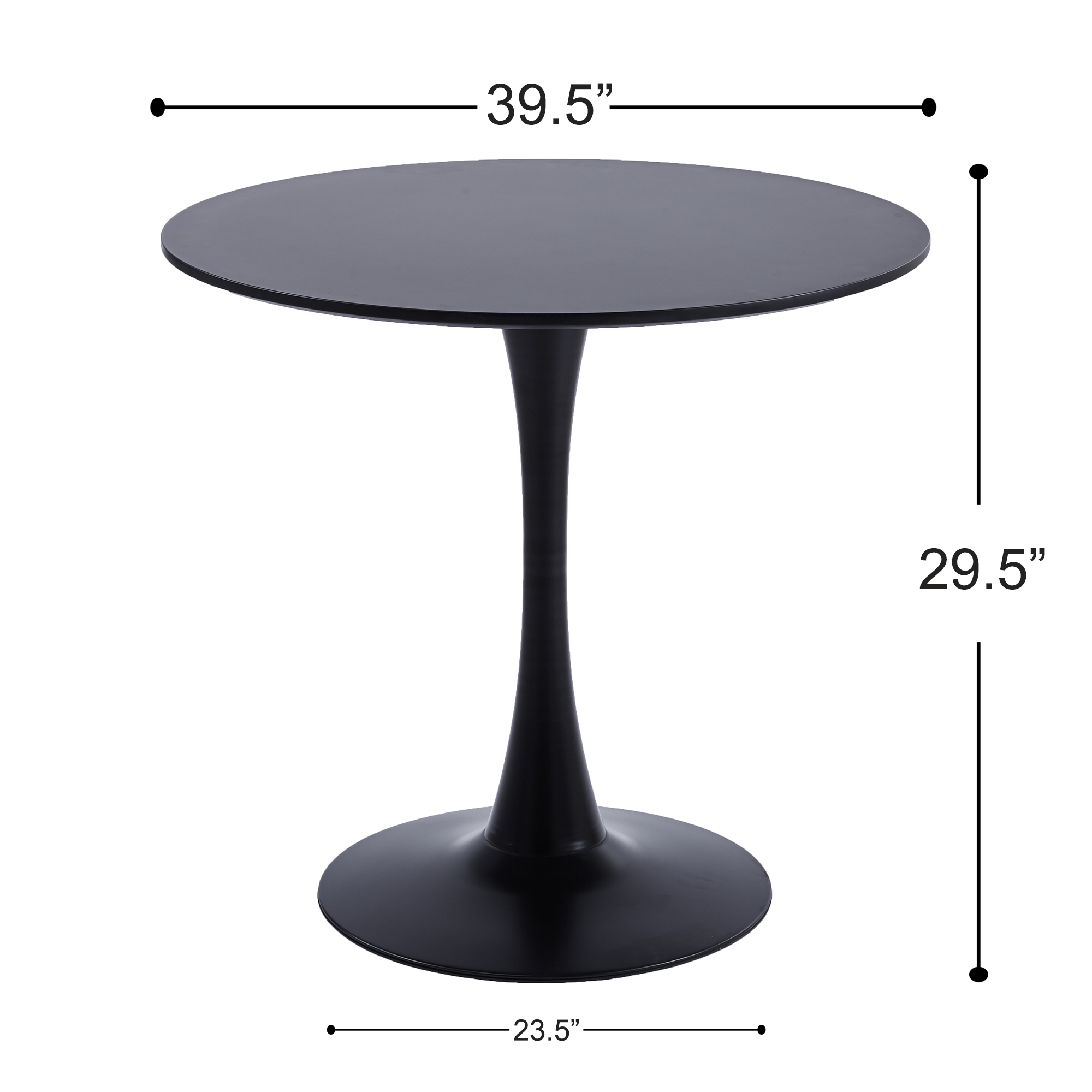 Velets 40 Inch Tulip Mid Century Modern Dining Table - Black