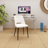 Aria Set of 4 White Faux Leather Chairs – Black Legs