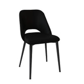 Velets Aria Set of 4 Black Faux Leather Dining Chairs Upholstery with Black Legs