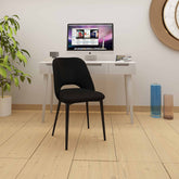 Velets Aria Set of 4 Black Faux Leather Dining Chairs Upholstery with Black Legs