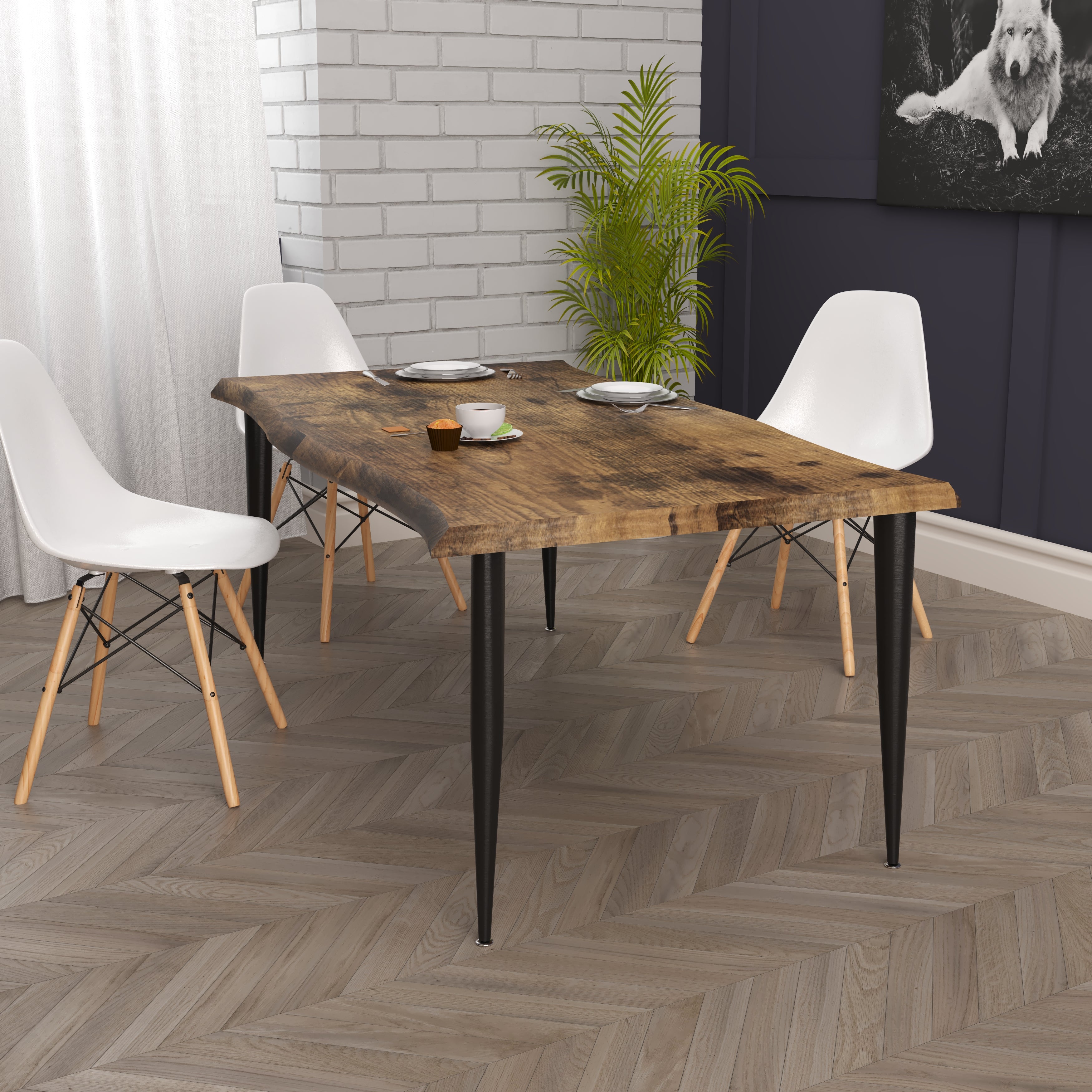 The Velets Lia Dining Table MDF Top With Tapered Legs