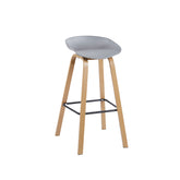 Velets Set of 4 Benson Bar Stool - Plastic Light Grey Seat - Veneer Metal Legs