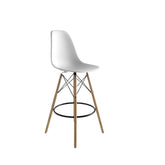 Velets Set of 4 Plastic Dexter Bar Stool - Metal Ring Footrest - White Seat