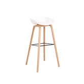Velets Set of 4 Benson Bar Stool - Plastic White Seat - Veneer Metal Legs