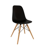 Velets Set of 4 Black Eifel Modern Plastic Side Chairs with Wooden Legs