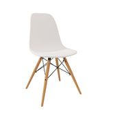 Velets Set of 4 Eifel Plastic Side Chair / Dining Chair - Wooden Leg - White