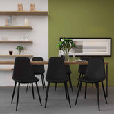 Velets Set of 4 Black Faux Leather Sera Upholstered Side Chairs with Black Legs