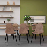 Velets Set of 4 Sera Upholstered Side Chair - Faux Leather - Rustic Brown - Black Leg