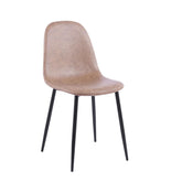 Velets Set of 4 Sera Upholstered Side Chair - Faux Leather - Rustic Brown - Black Leg