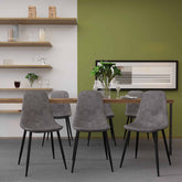 Velets Set of 4 Sera Upholstered Side Chair - Faux Leather - Rustic Gray - Black Leg