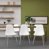 Velets Set of 4 White Faux Leather Sera Upholstered Side Chairs with Chrome Legs