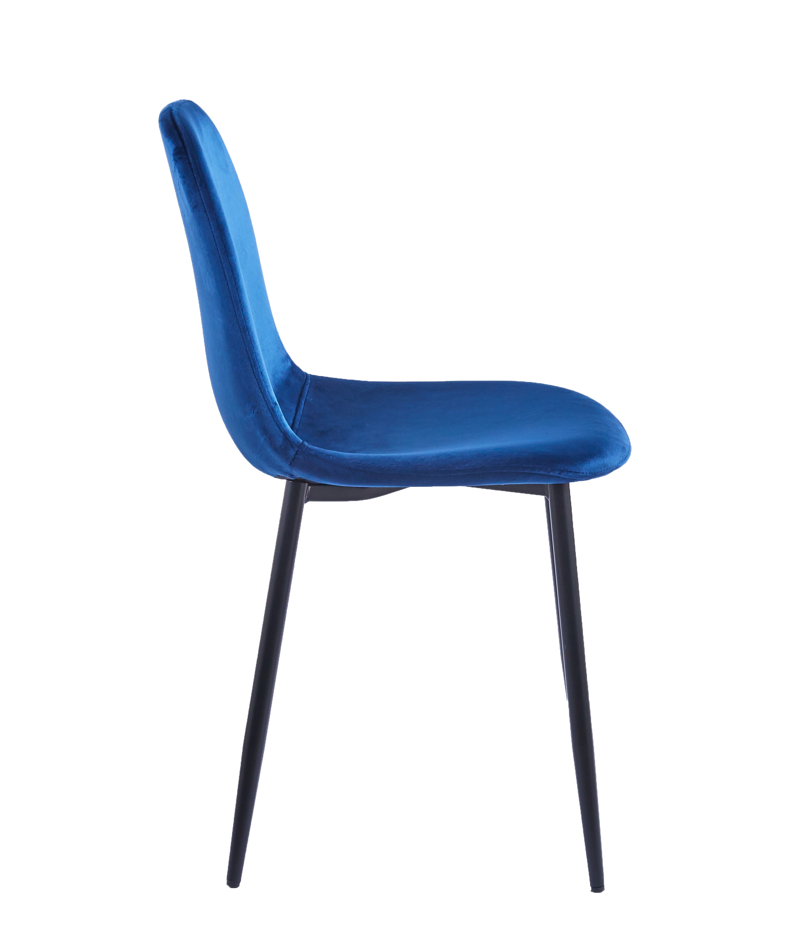 Velets Set of 4 Sera Upholstered Side Chair - Velvet - Blue - Black Leg