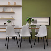 Velets Set of 4 Sera Upholstered Side Chair - Velvet - Light Gray - Black Leg