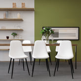 Velets Set of 4 Sera Upholstered Side Chair - Faux Leather - White - Black Leg