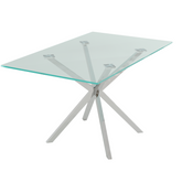 The Velets Stella Rectangular Glass Top Dining Table with Chrome Legs