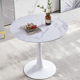 Velets 40" White Marble Top Tulip Dining Table - White