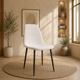 Velets Set of 4 Sera Upholstered White Leather Side Chair With Black Leg