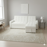 Zane Boucle White Sofa Bed with Hidden Storage