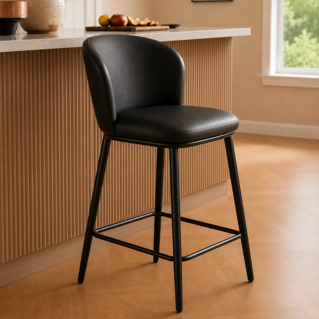Hannah Bold Black Chenille Bar Stool