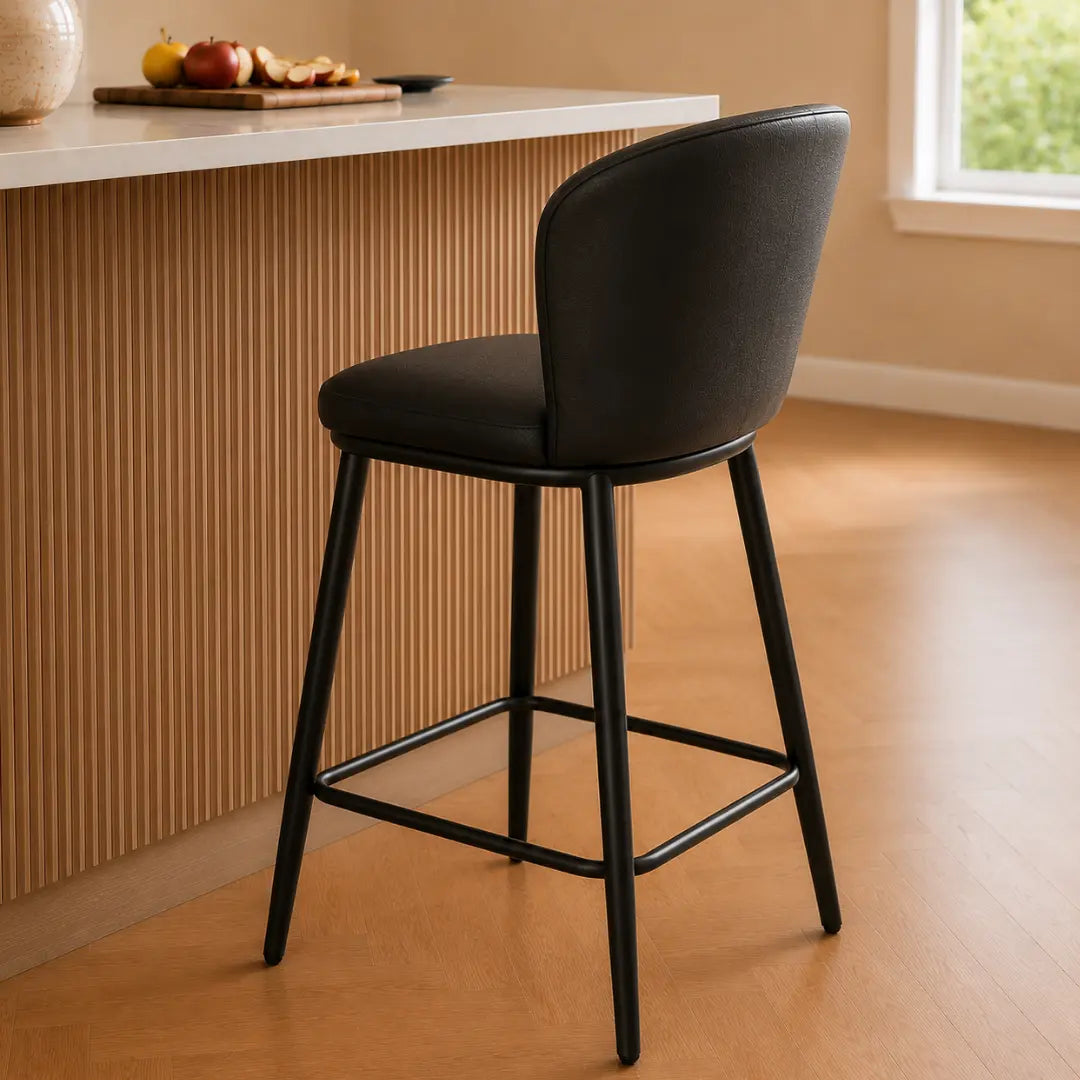 Hannah Bold Black Chenille Bar Stool