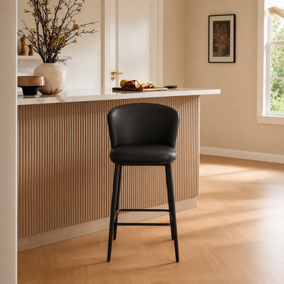 Hannah Bold Black Chenille Bar Stool