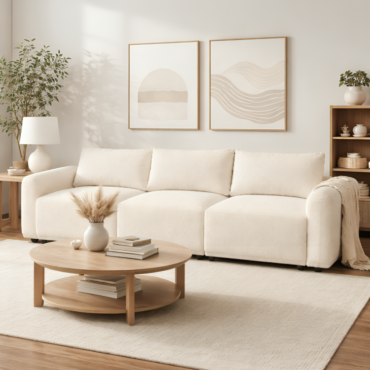 Rina Boucle White Designer Sofa