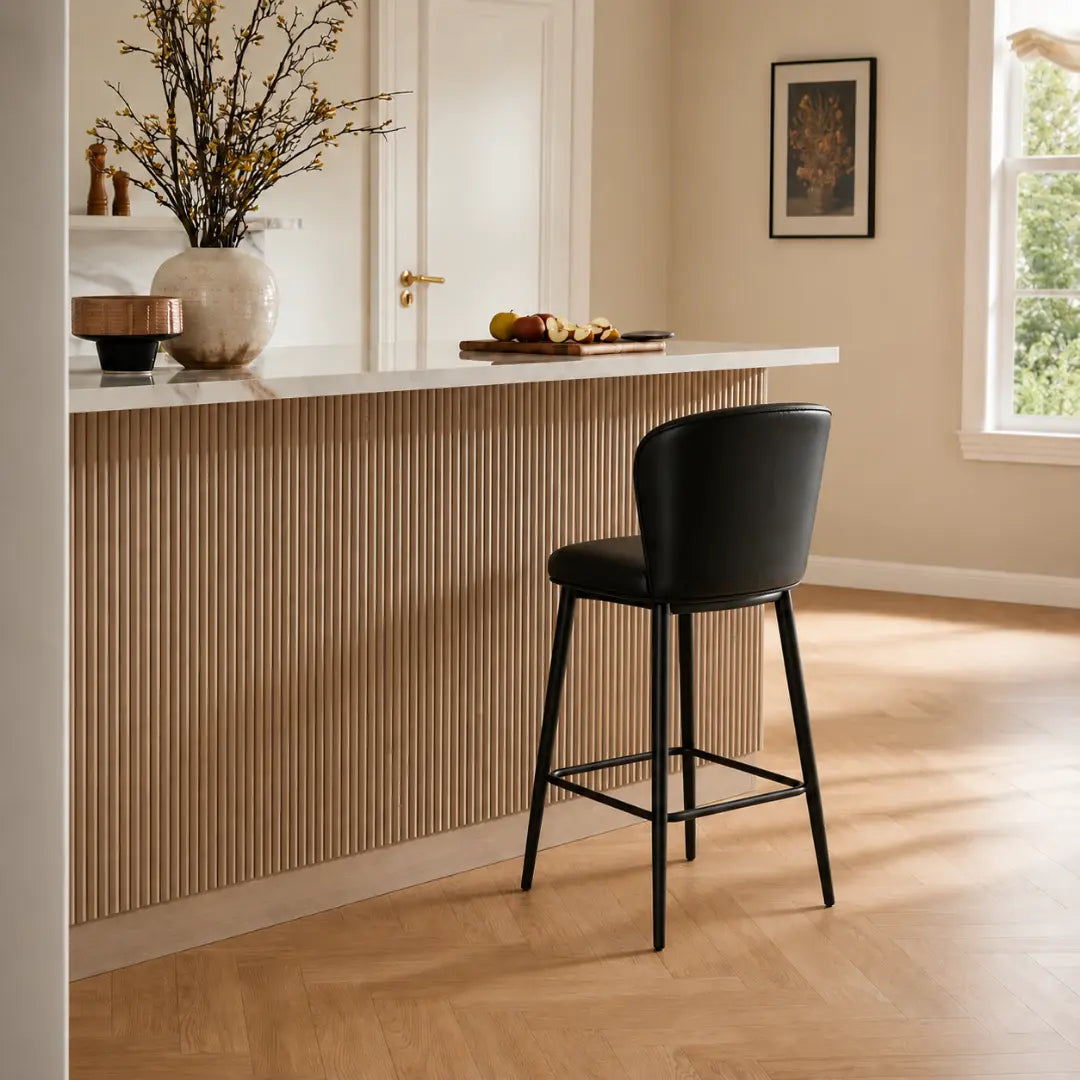 Hannah Bold Black Chenille Bar Stool