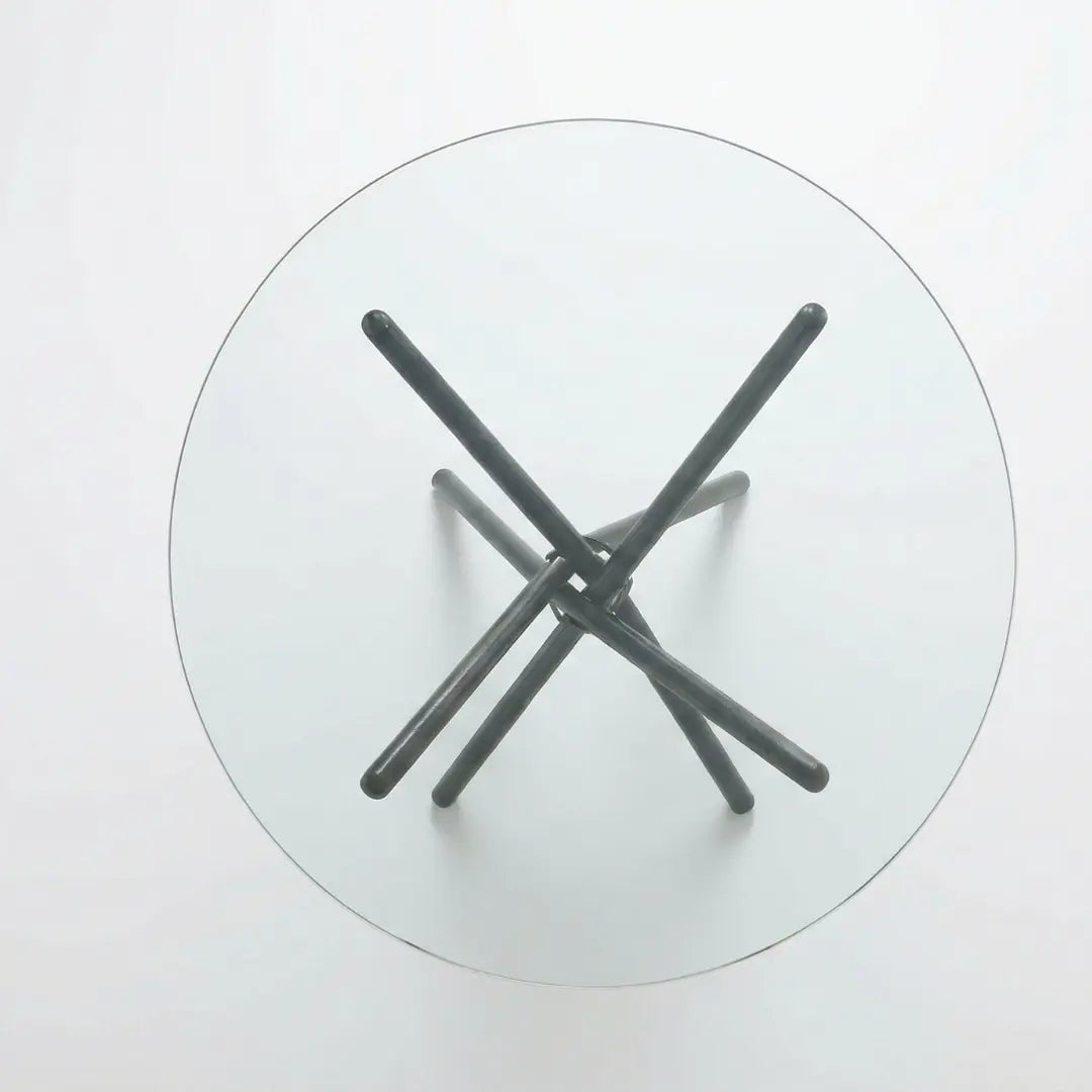 36" Inches Luna Round Glass Top with Sturdy Black Legs