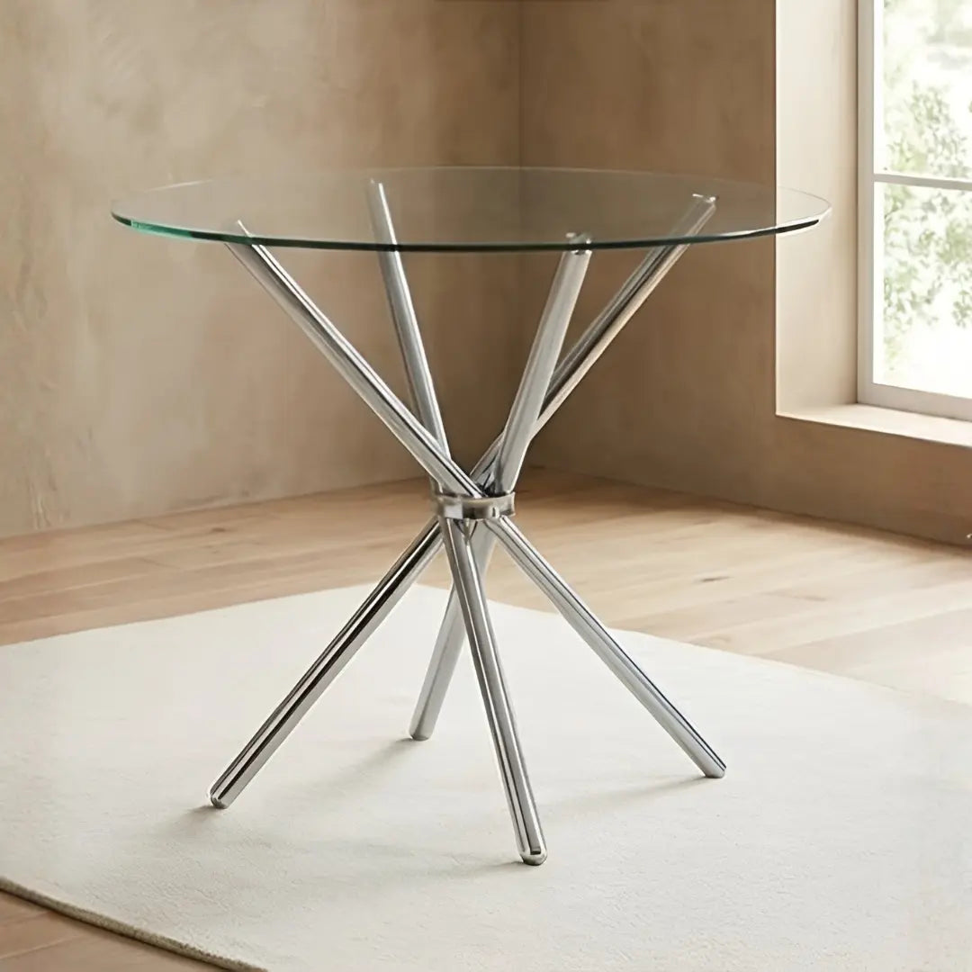 36 inches Bella Round Glass Top Dining Table with Chrome Legs