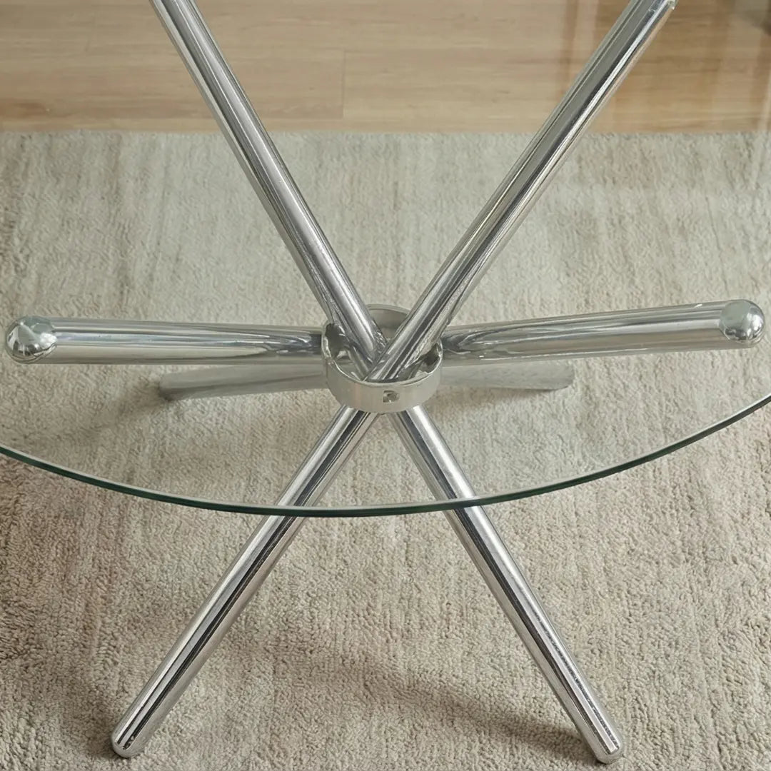 36 inches Bella Round Glass Top Dining Table with Chrome Legs