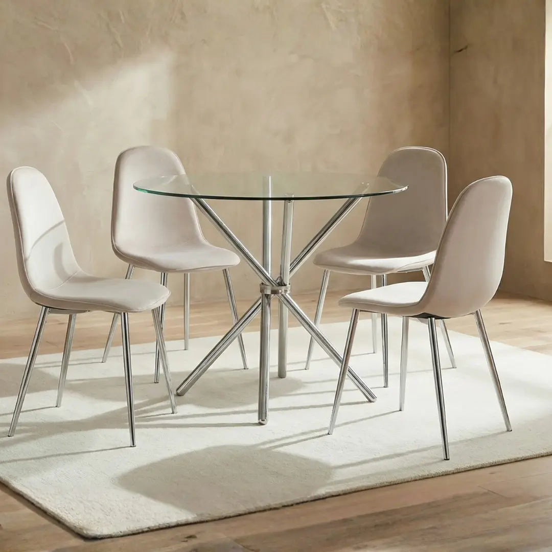 36 inches Bella Round Glass Top Dining Table with Chrome Legs