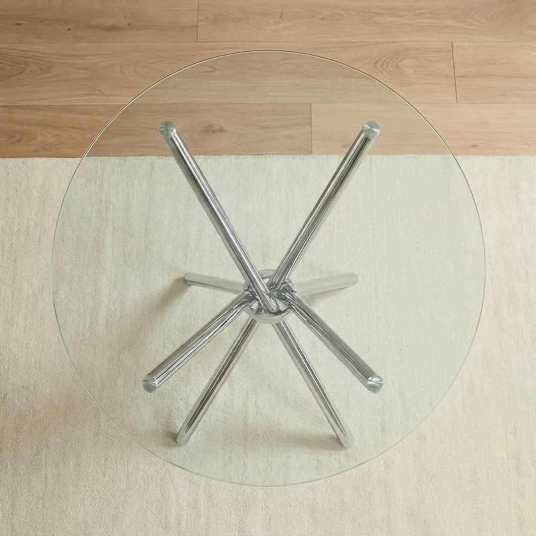 36 inches Bella Round Glass Top Dining Table with Chrome Legs
