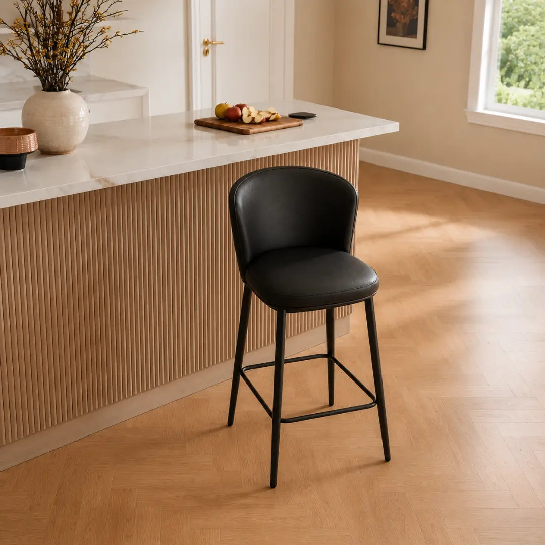 Hannah Bold Black Chenille Bar Stool