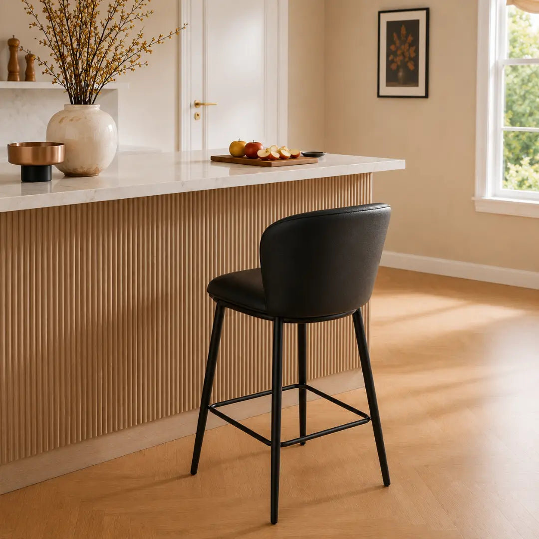 Hannah Bold Black Chenille Bar Stool