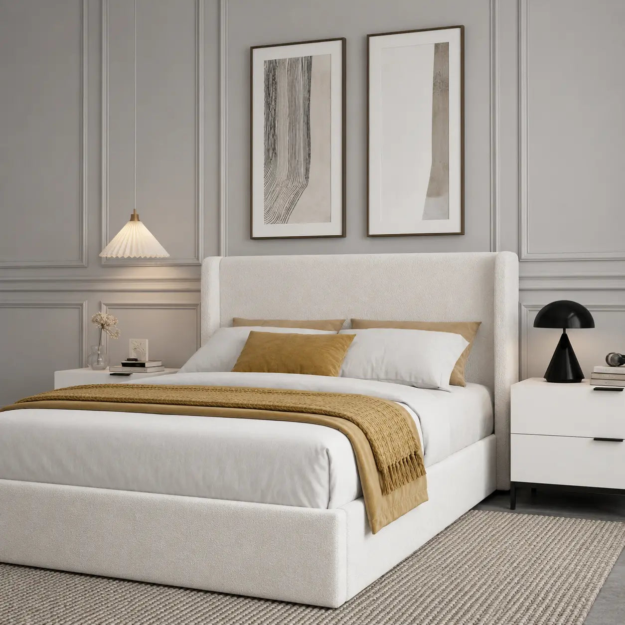 Jasper Lift-Up Storage Boucle Bed