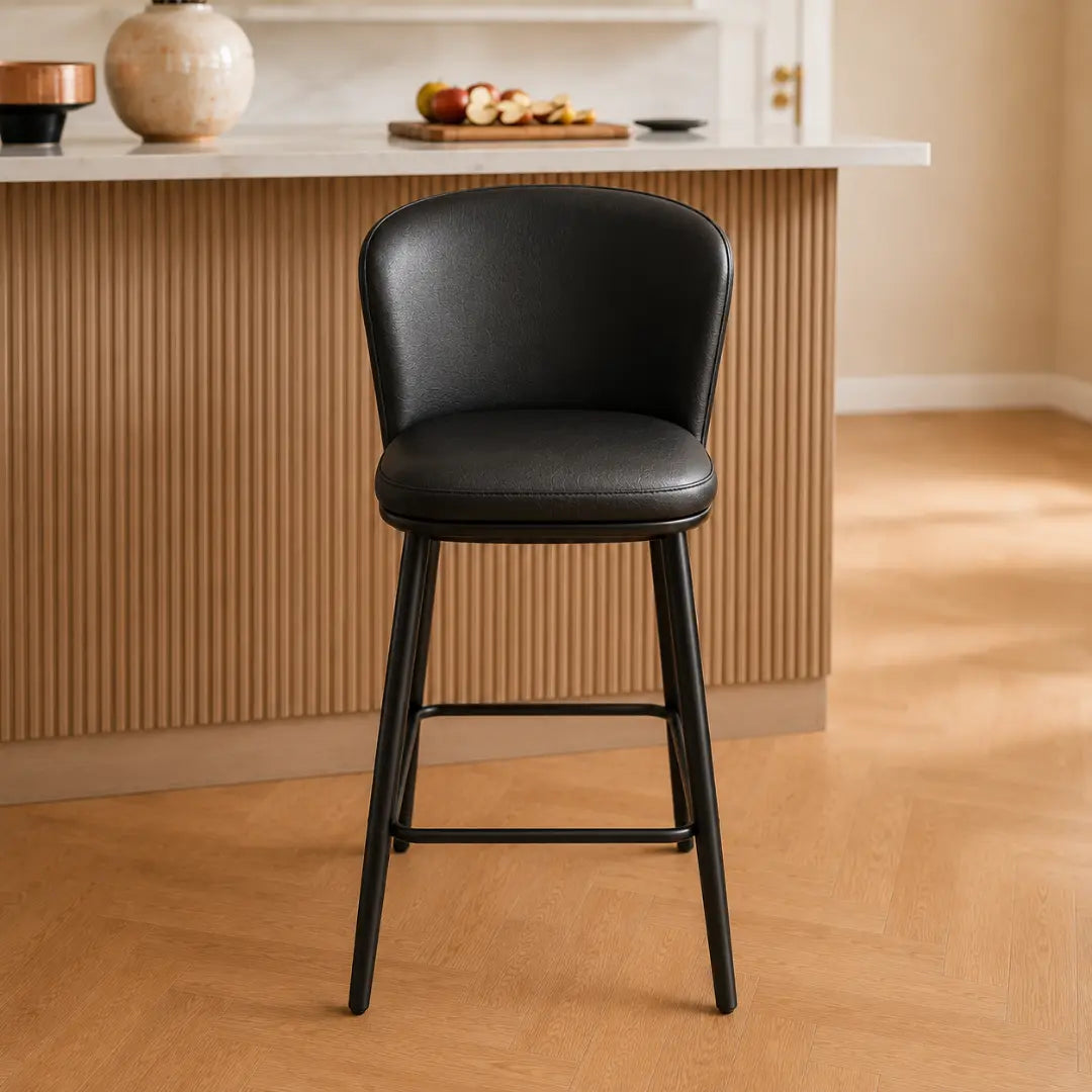 Hannah Bold Black Chenille Bar Stool